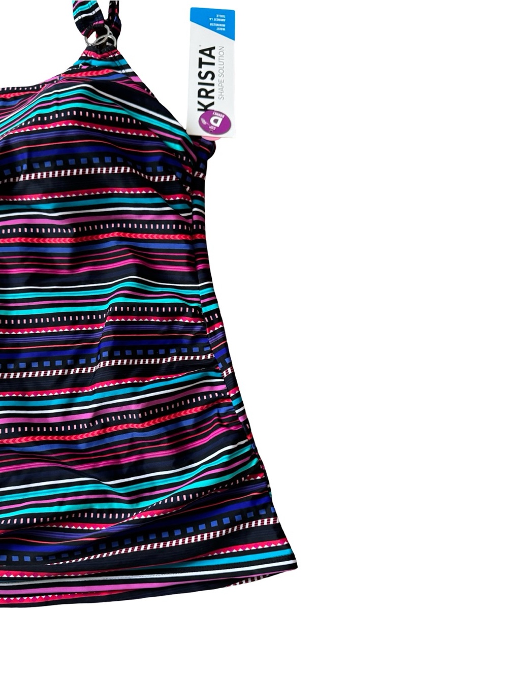 Krista Shape Solution Tankini Top XL Multicolor Stripe Waist Minimizer NWT - Picture 2 of 13